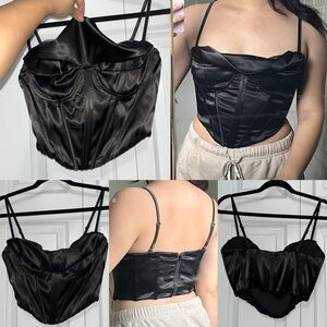 Black Satin Corset Top